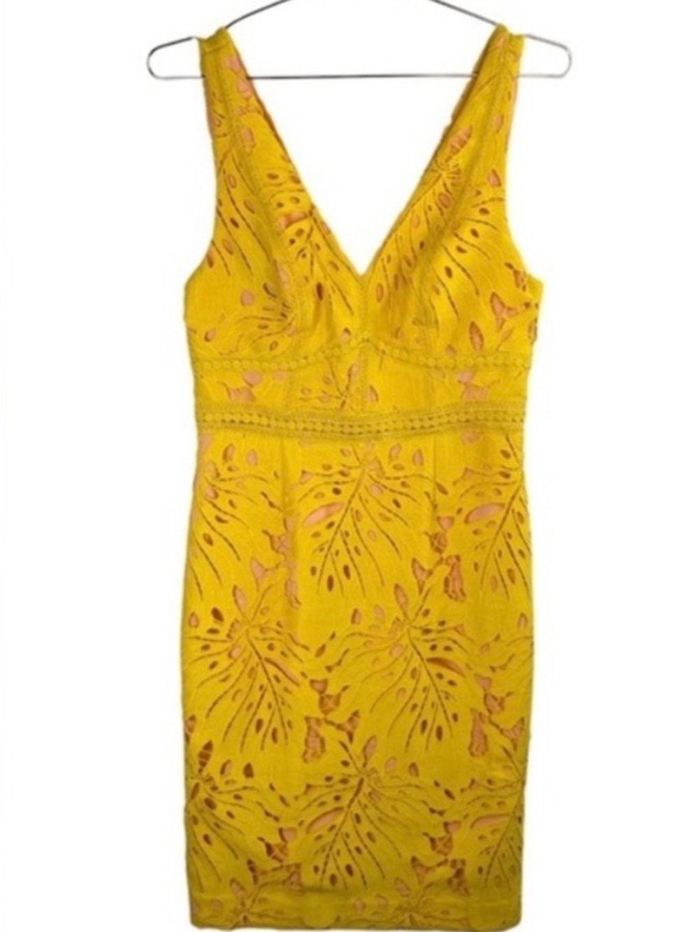 Maeve Anthropologie Gold Gardenia Lace Embroidered Mini Dress Size 6